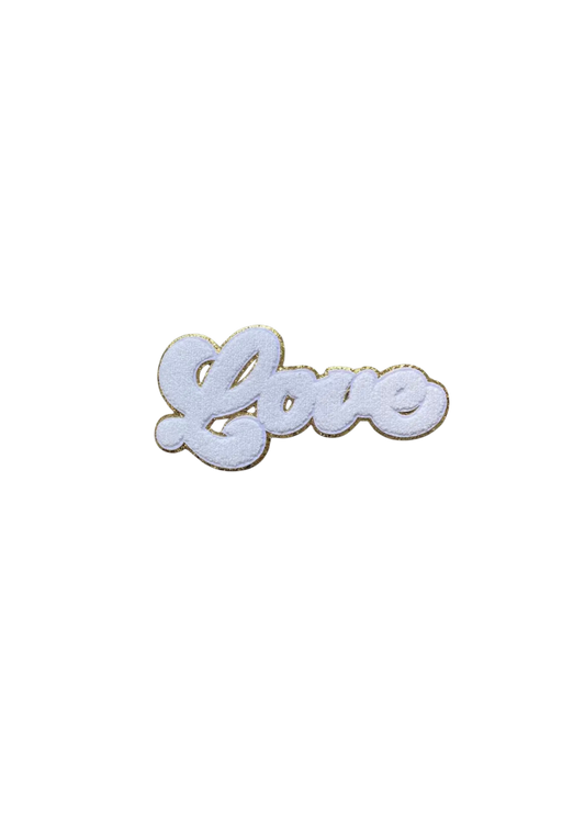 Love-White Chenille Patch