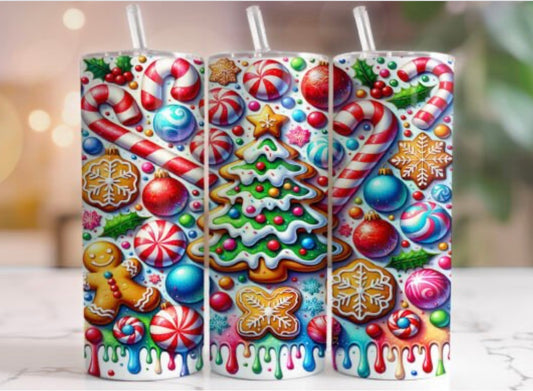 Sublimation Tumbler Wraps- Peppermint Lane (20 oz or 30 oz)