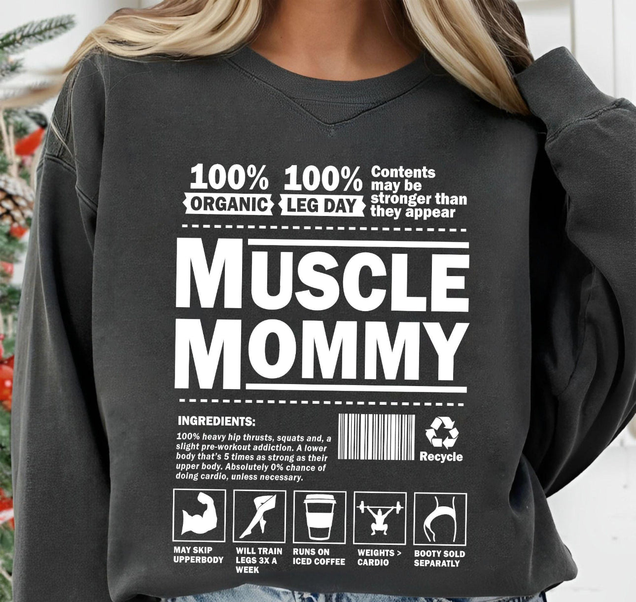 Screen Print- Muscle Mommy (in white)
