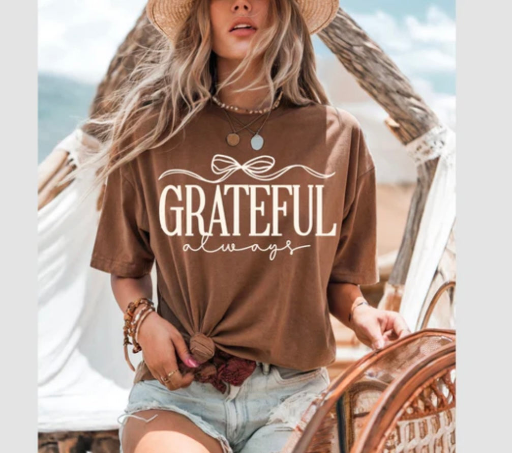 Screen Print- Grateful Always (Tan)