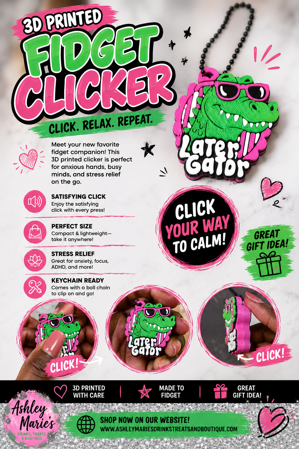 Later Gator - Fidget Clicker 3D Printed