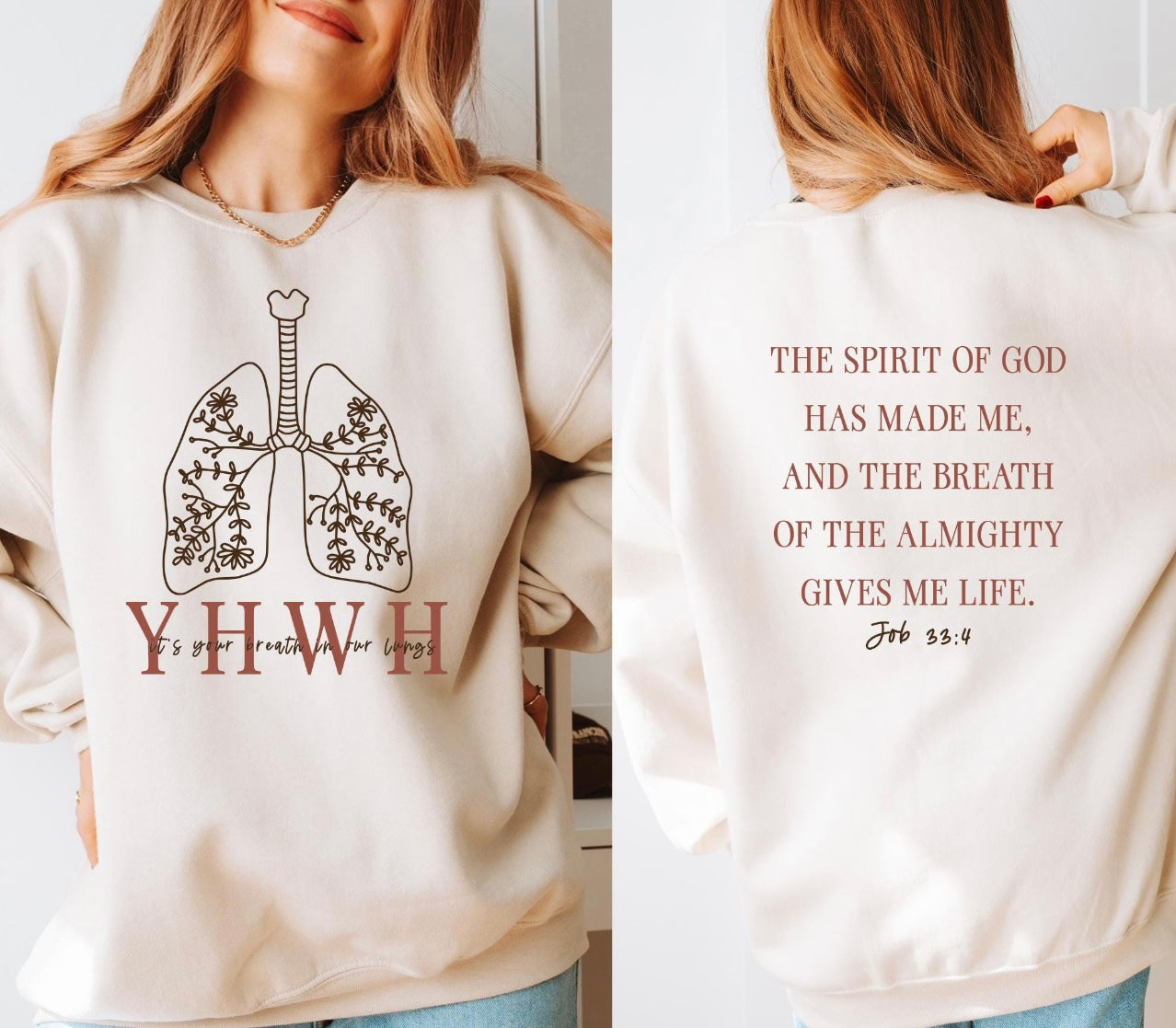 DTF- YHWH Job 33:4- front and back