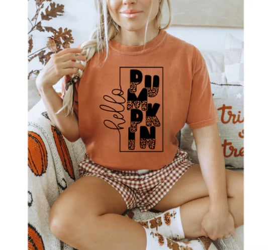 Screen Print- Hello Pumpkin(Black/Cheetah)