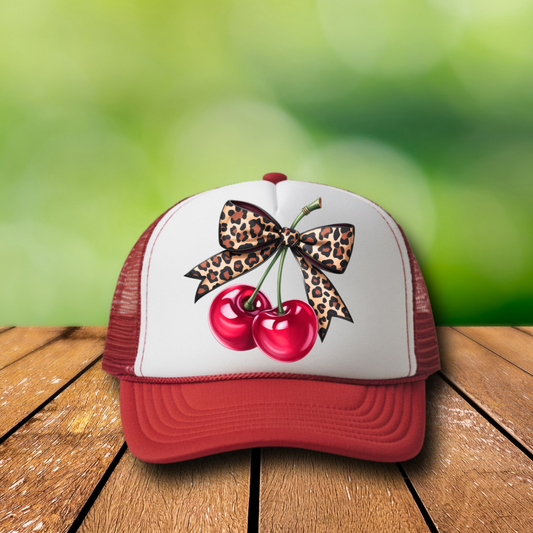 DTF Hat Patch- Leopard Cherries