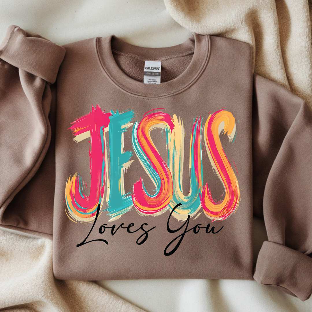 DTF - Jesus Loves You (brushstrokes)
