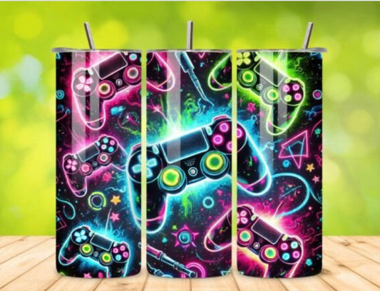Sublimation Tumbler Wraps- Neon Gamer (20 oz or 30 oz)