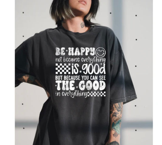 Screen Print- Be Happy (White)