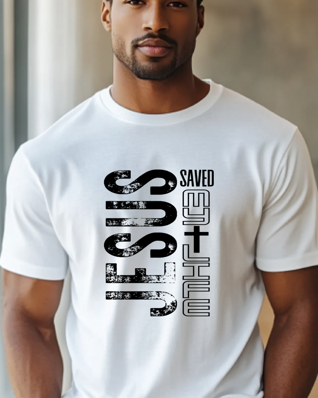 Screen Print- Jesus Saved My Life (Black Distressed)