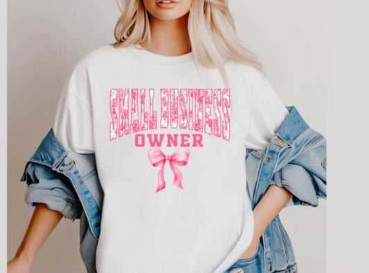 Screen Print- Small Business Owner (Pink Bow)