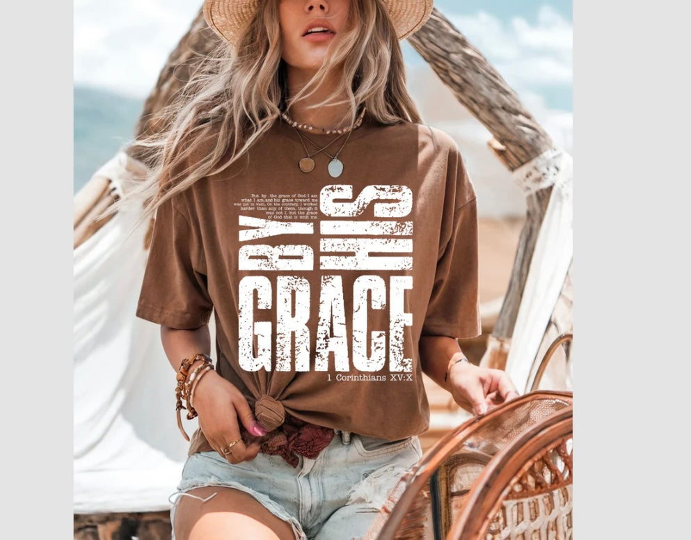 Screen Print- By HIS Grace (White Distressed)