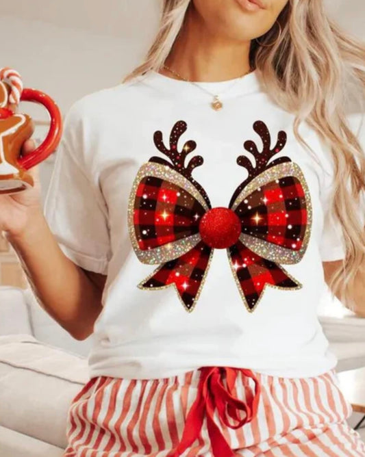 Glitter Clear Film- Reindeer Bow