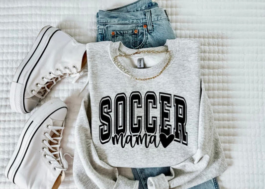 Screen Print- Soccer Mama with Heart (Black)