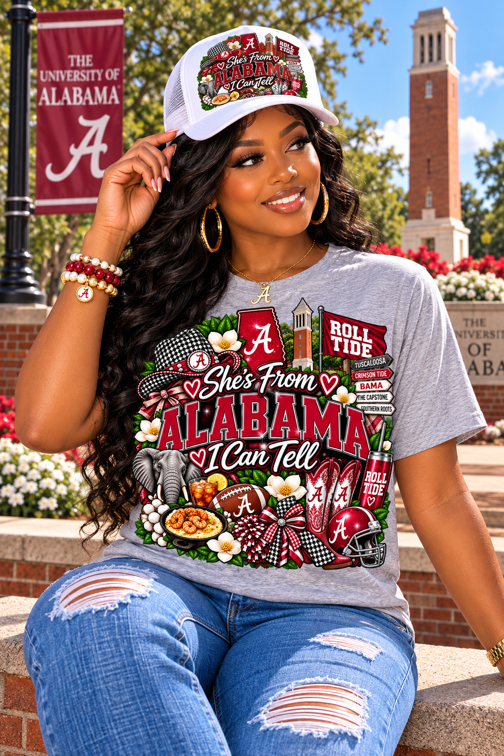 DTF Hat Patch- She's from Alabama (Currently Made To Order. Ships Out in 3-5 business days)