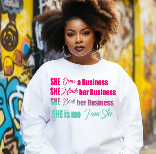 (Print To Order) DTF- She Owns A Business (Ombre)