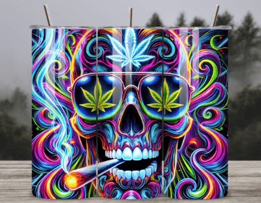 Sublimation Tumbler Wraps- Neon Skull Lit (20 oz or 30 oz)