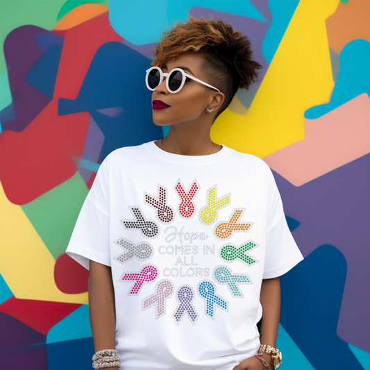 Rhinestone Blinged Transfer- Hope Comes In All Colors