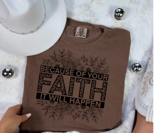 Screen Print- Because Of Your Faith (Black)