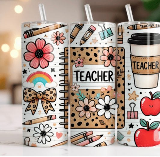 Sublimation Tumbler Wraps- Teacher Daisy (20 oz or 30 oz)