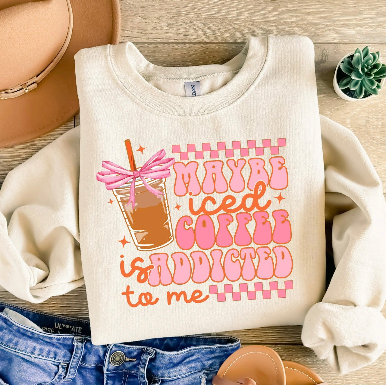 Ecosolvent Heat Transfers- Iced Coffee may be addicted to me- Pink and Orange