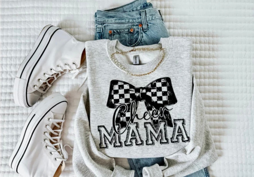 Screen Print- Cheer Mama (Checkered Bow)