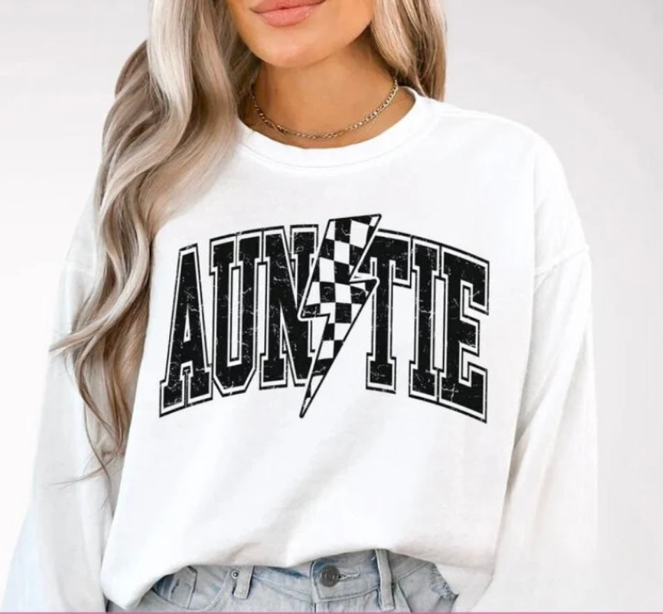 Screen Print- Auntie- lightning bolt