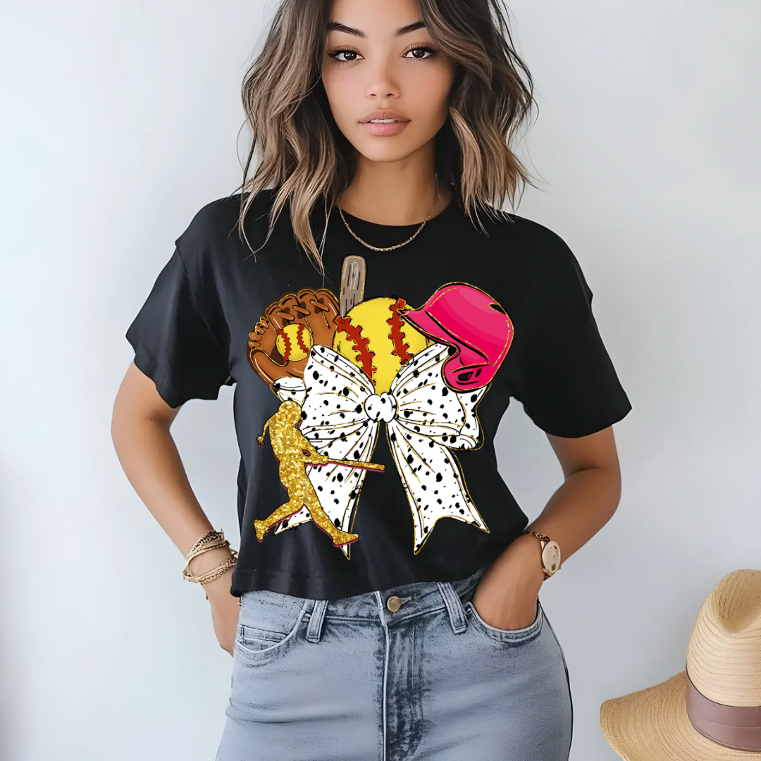 DTF- Softball Faux Glitter