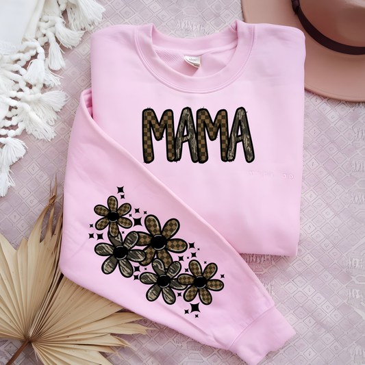 DTF- Mama (Camo/Checkered)- Front and Double Sleeves