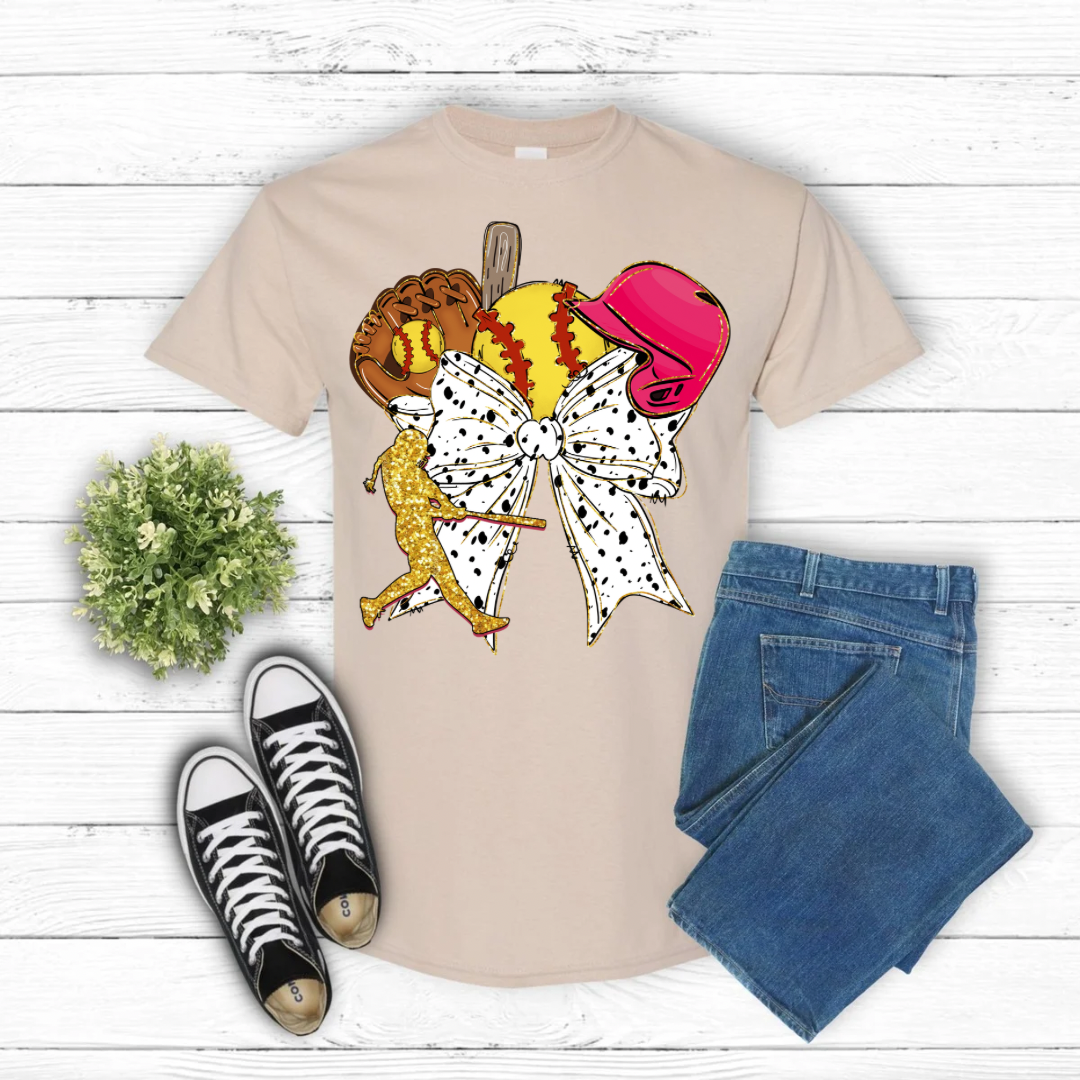 DTF- Softball Faux Glitter