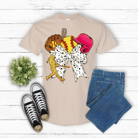 DTF- Softball Faux Glitter