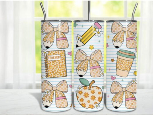 Sublimation Tumbler Wraps- Teacher Composition Daisies (20 oz or 30 oz)