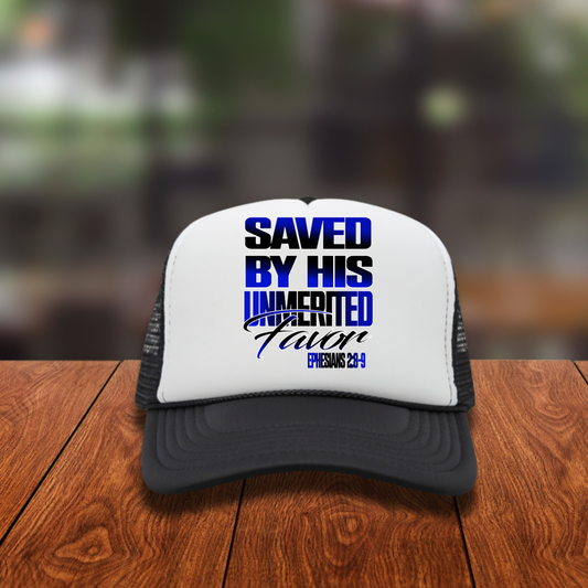 DTF Hat Patch- Saved By His Unmerited Favor