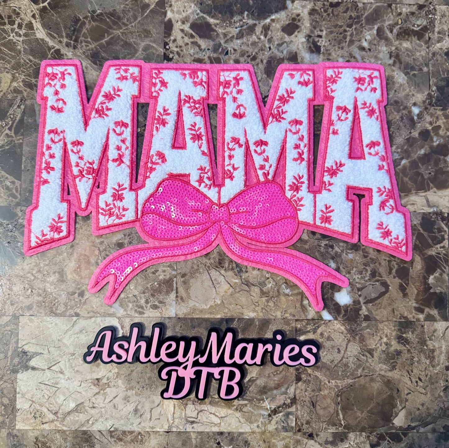 Pink Mama Floral Chenille Patch