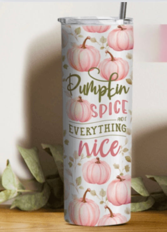 Sublimation Tumbler Wraps- Pumpkin Spice & Everything Nice- Pink (20 oz or 30 oz)