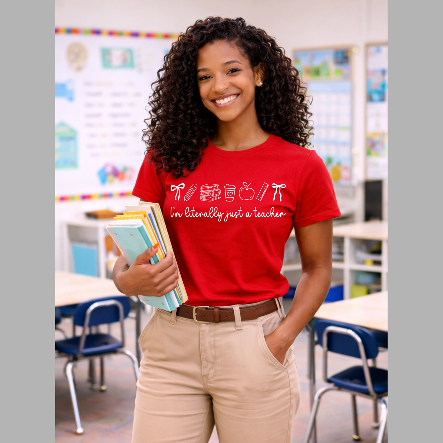 Screen Print- Literally Just A Teacher (Pack of 4)