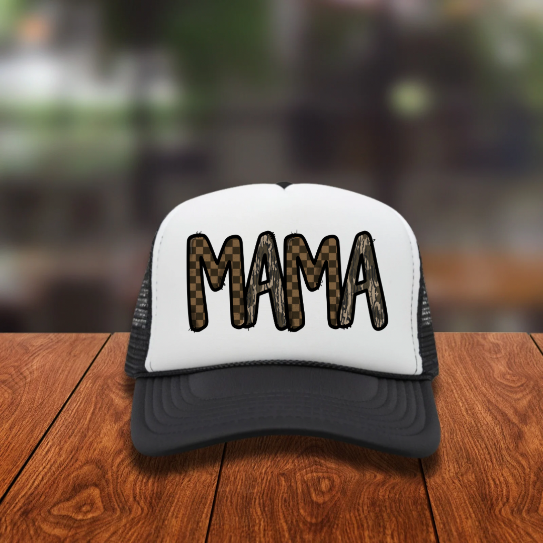 DTF Hat Patch- Mama (Camo/Checkered)