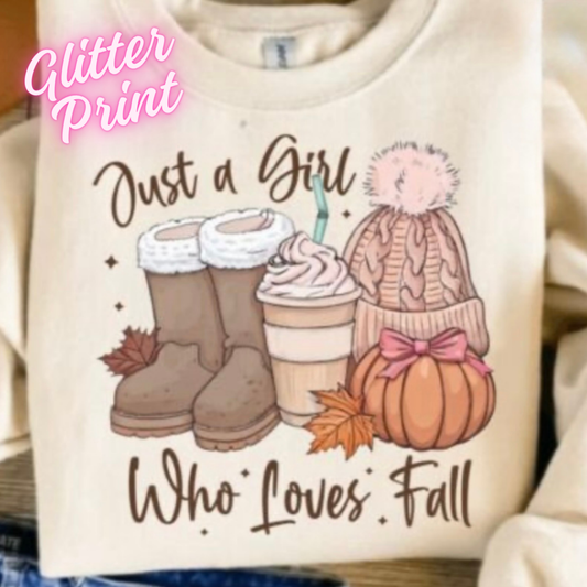 Glitter DTF- Just A Girl Who Loves Fall (Adult and Youth)