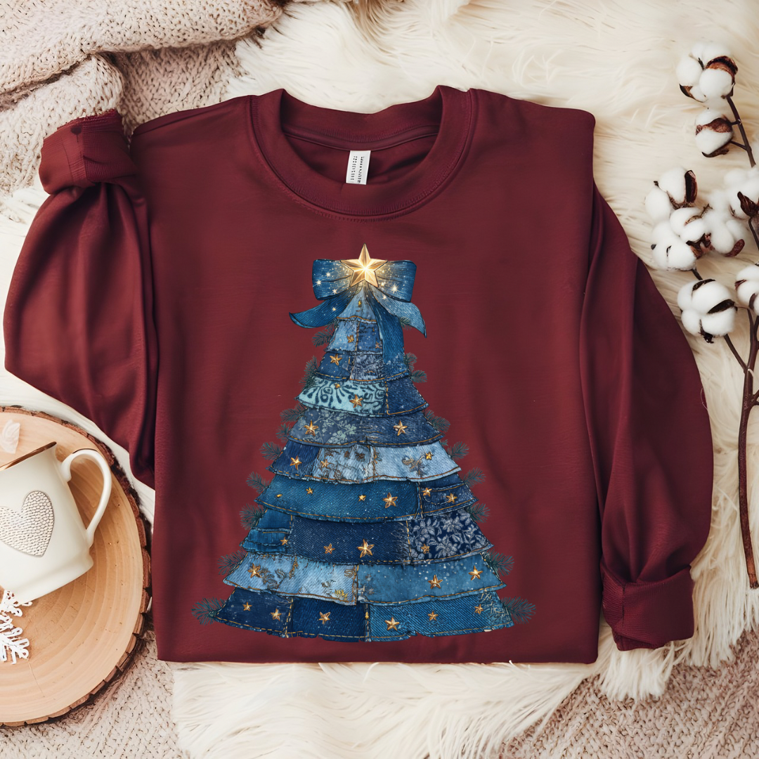 DTF- Denim Christmas Tree