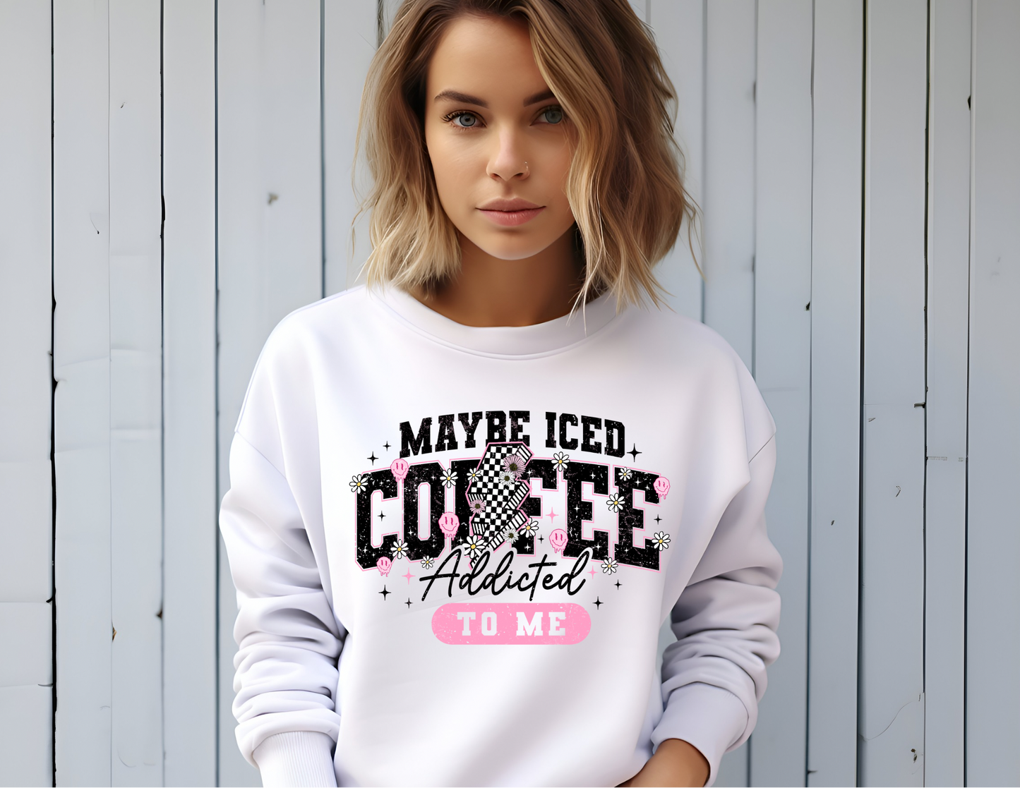 DTF- Maybe Iced Coffee Is Addicted To Me Lightning Bolt