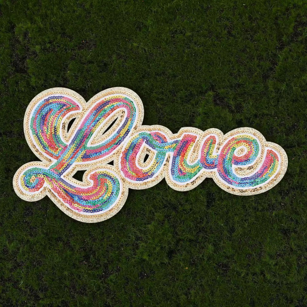 Love Chenille Sequin Patch