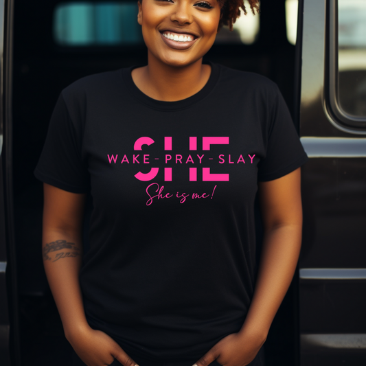 Screen Print- She Wake Pray Slay (Pink)