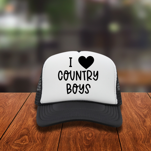 Screen Print- I Love Country Boys- Hat Patch