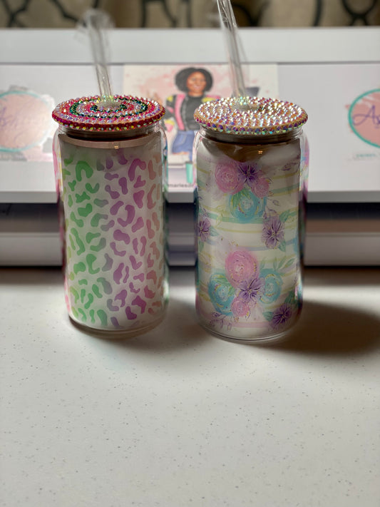 16oz Customized Glass Can Tumbler with Lid