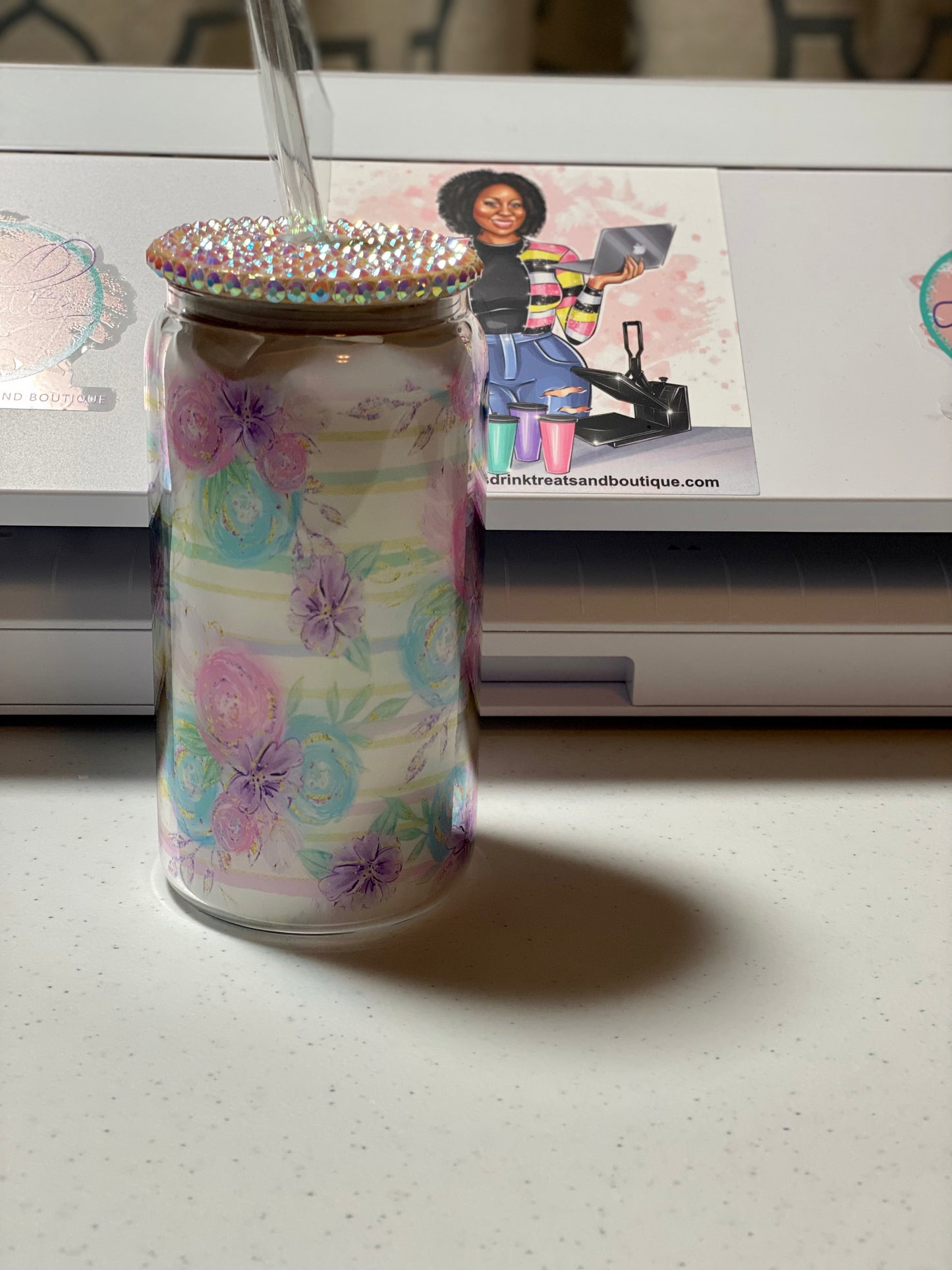 16oz Customized Glass Can Tumbler with Lid