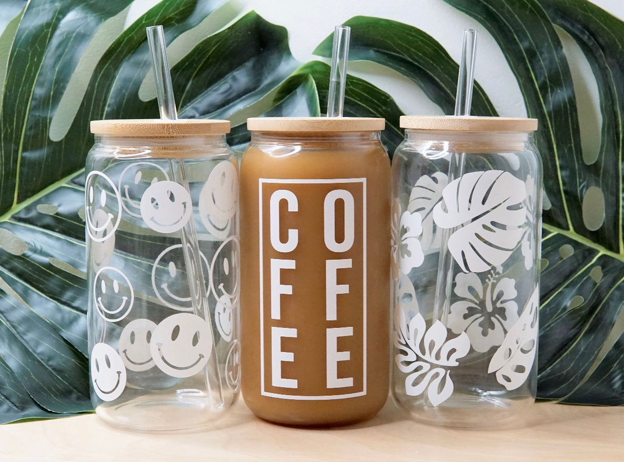 16oz Customized Glass Can Tumbler with Lid