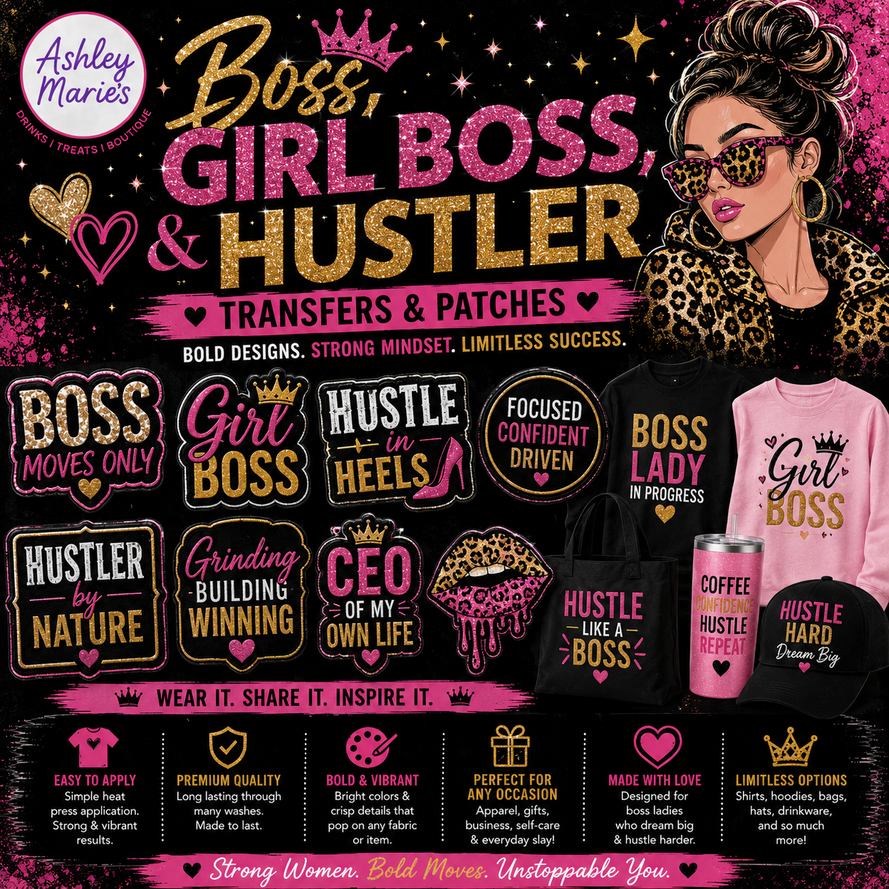Boss. Girl Boss. Hustler Transfers & Patches