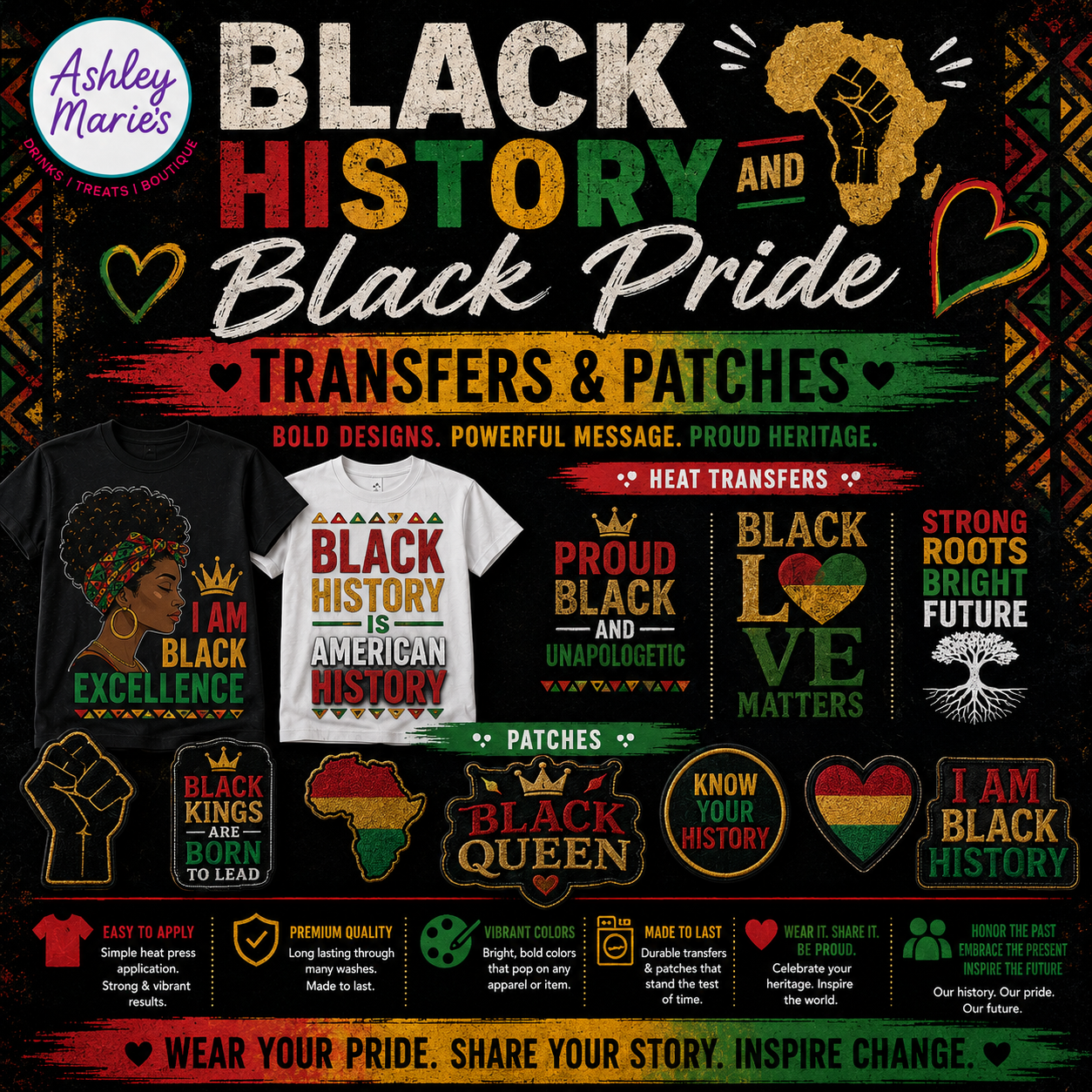 Black History and Black Pride Transfers & Patches