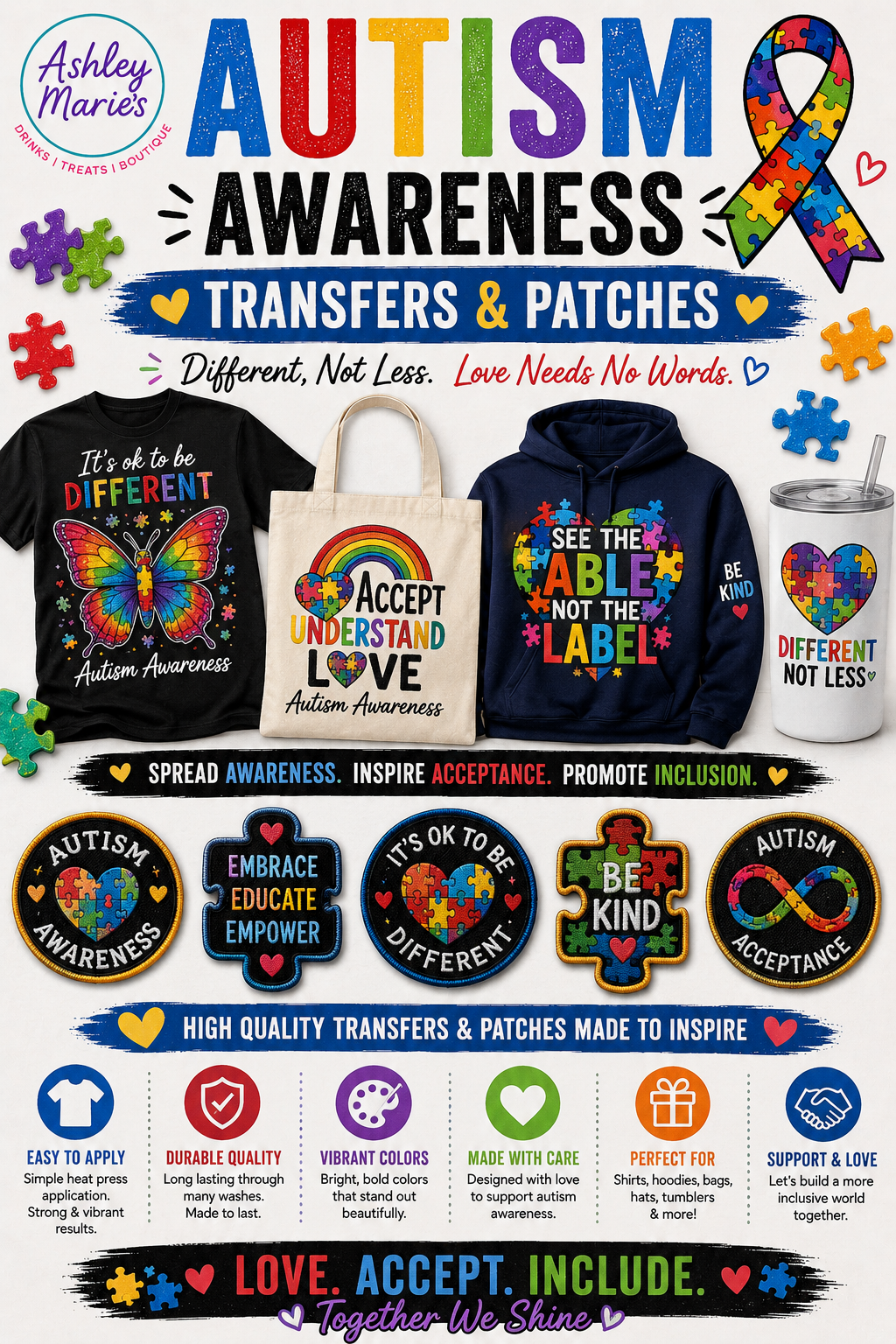 Autism Awareness Transfers & Patches
