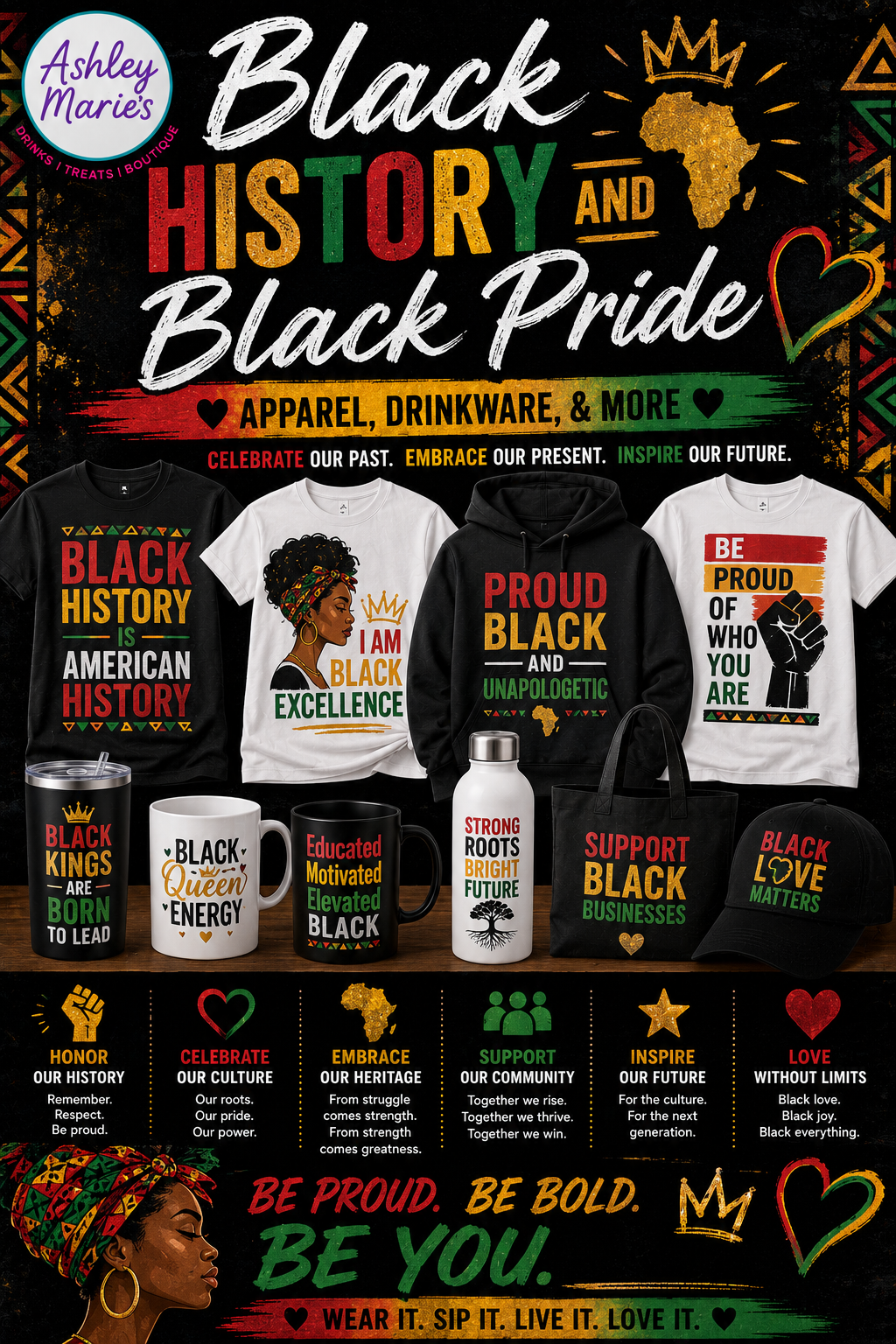 Black History and Black Pride Apparel, Drinkware, & More