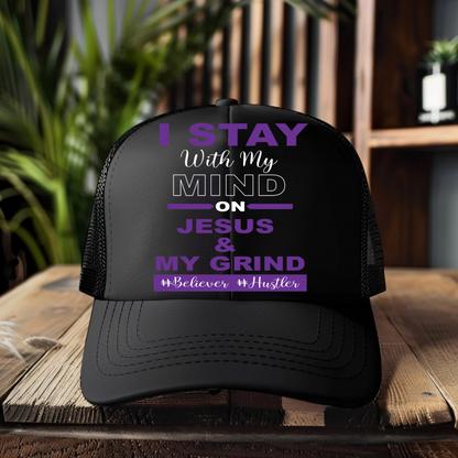 DTF Hat Patch- Mind on Jesus and My Grind