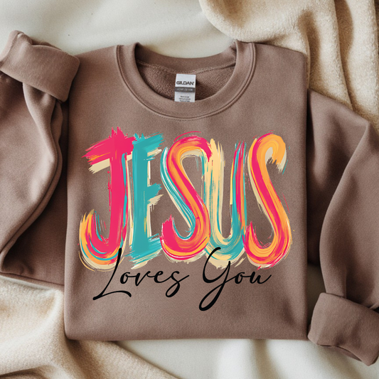 DTF - Jesus Loves You (brushstrokes)